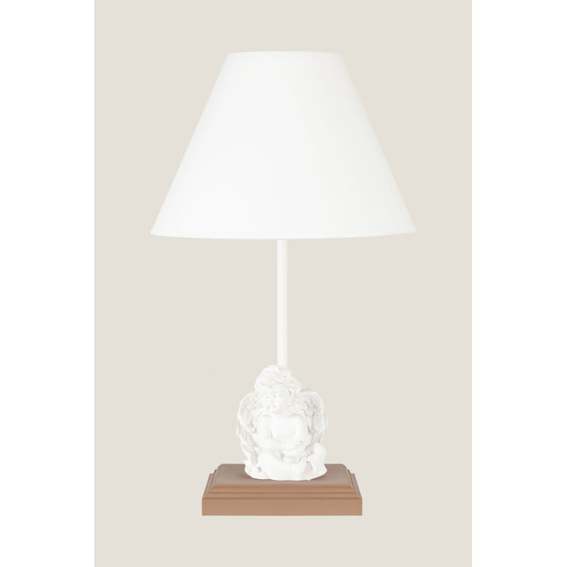 Lampe de table 16,5 po, Blanc, Blanc / Brun