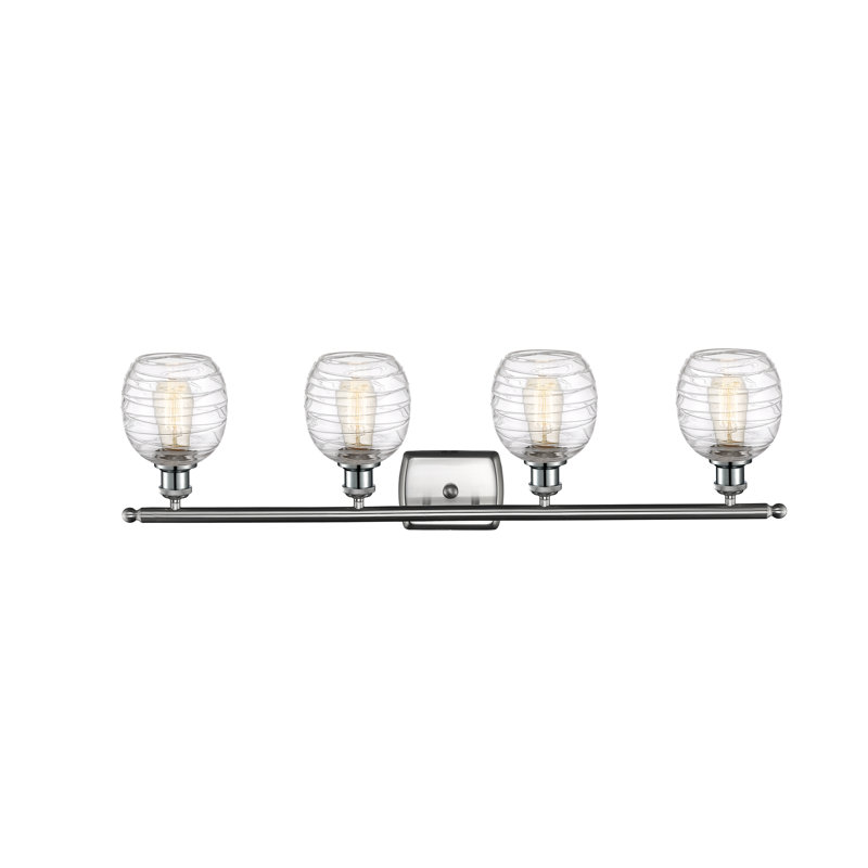 Éclairage pour salle de bain 4 lumières en laiton antique, Ampoule non incluse, Nickel satiné brossé