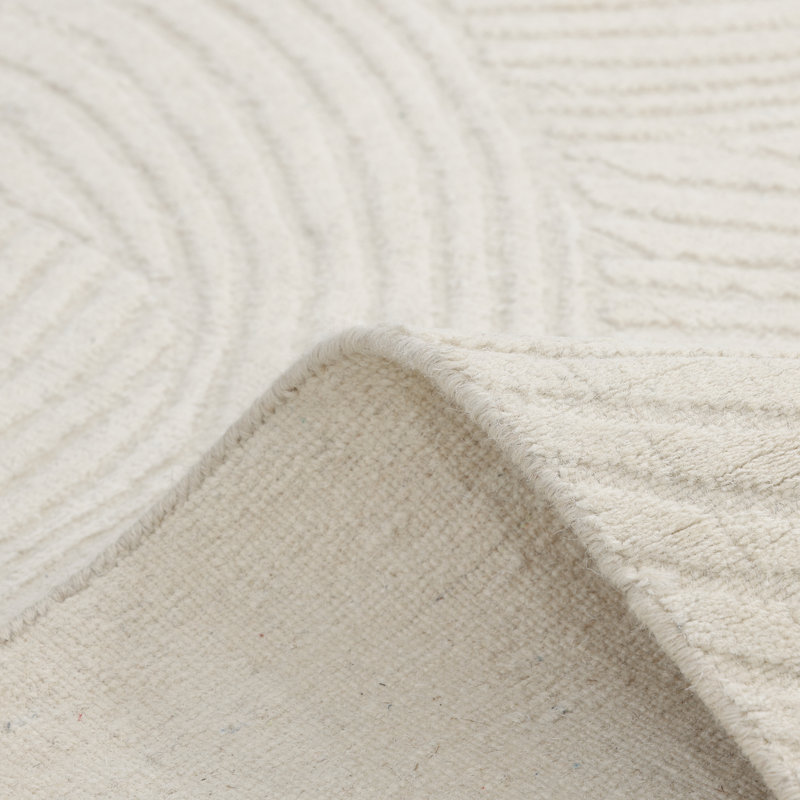 Ayr Handmade Wool Area Rug, Ivory, Rectangle 9' x 12'