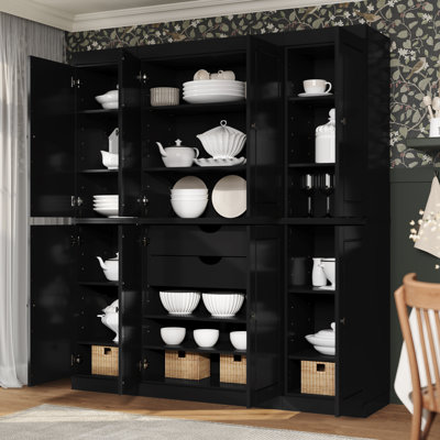 Kyrrah 100% Solid Wood Tall Kitchen Pantry Cabinet with Doors & 2 Drawers, Adjustable Shelves, Modular Kitchen Storage Cabinet, 65" W x 71.5" H