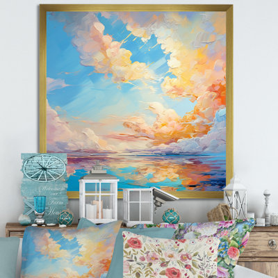 Turquoise, nuage, charme vif - imprimé