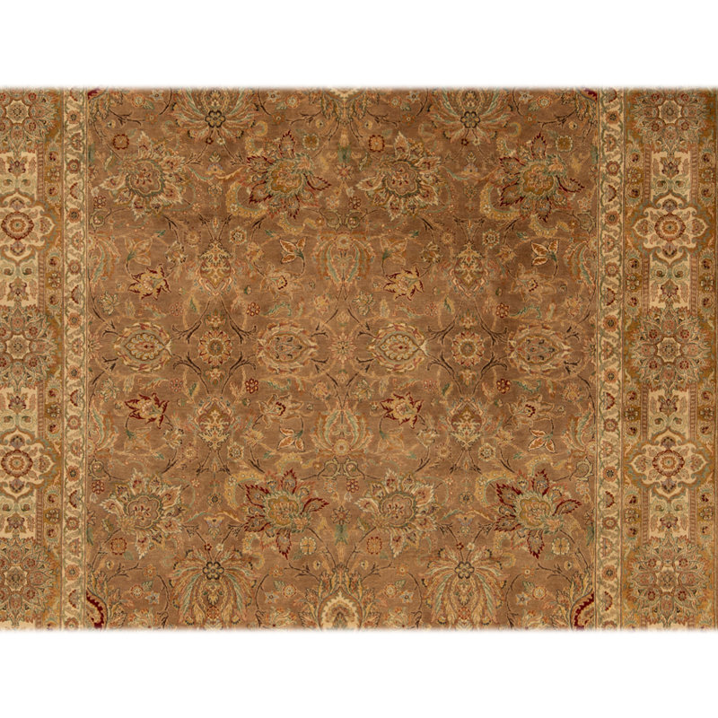 Tapis brun et blanc de haute qualité noué à la main Iovry