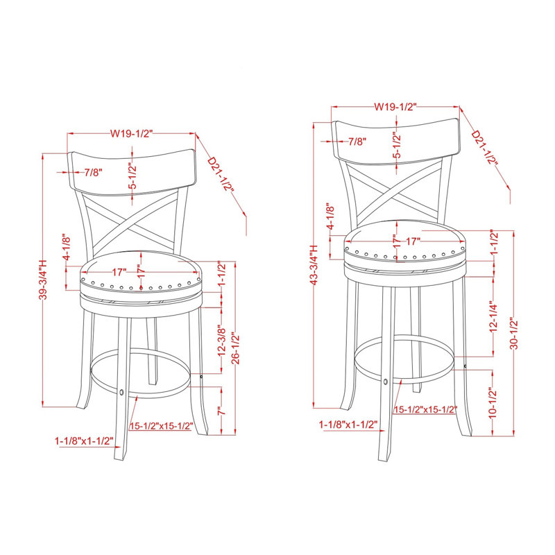 Tabouret de bar pivotant en bois massif de 19,5 po de largeur Hesser, ensemble de 2, Beige / chêne Live Edge
