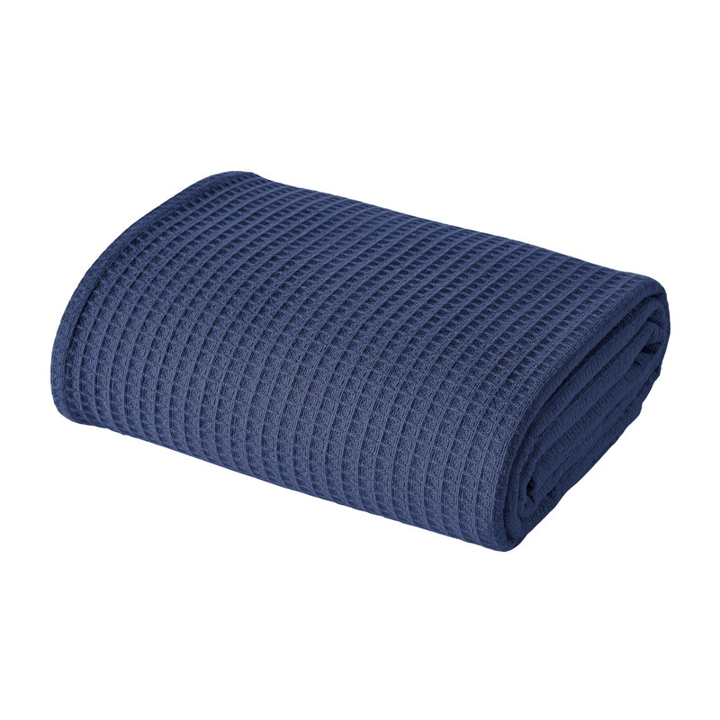 Couverture thermique moderne 100% coton gaufré Modern, Lit simple, Bleu marine