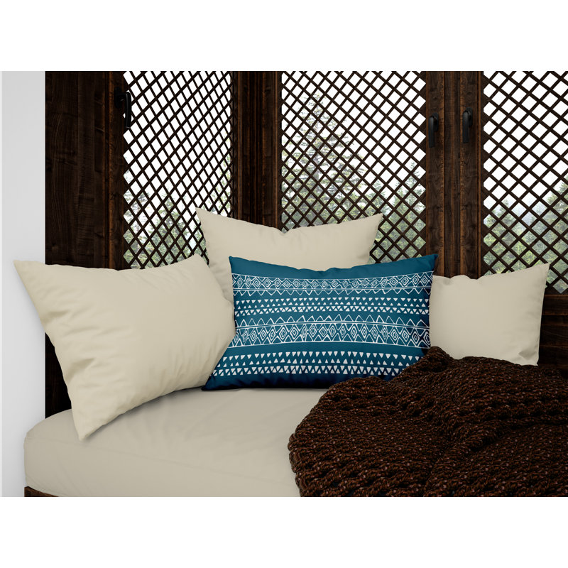 Titi Geometric Outdoor Reversible Throw Pillow, Turquoise