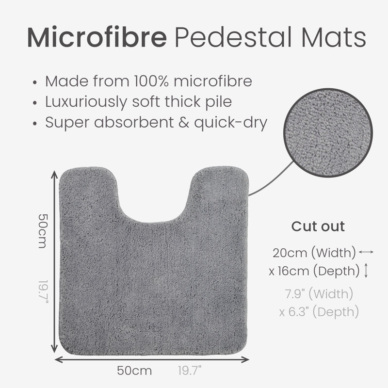 Joyce Microfibre U-Shape Pedestal Mat, Dove Grey