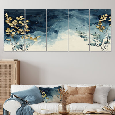 «Blue and White Ferns Whispers In The Wild I», ensemble d'art sur toile