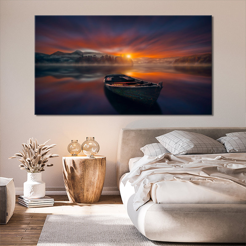 Tranquil Lake Sunrise - Wrapped Canvas Print, 61cm H x 110cm W