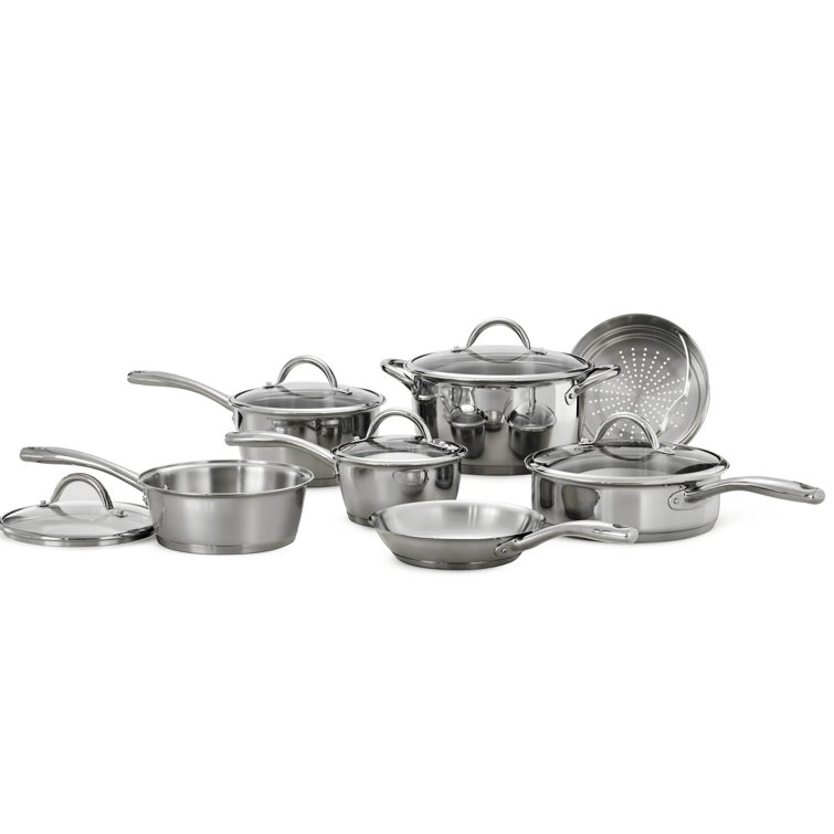 Tri-Ply Clad 12 Pc Stainless Steel Cookware Set with Glass Lids - Tramontina  US