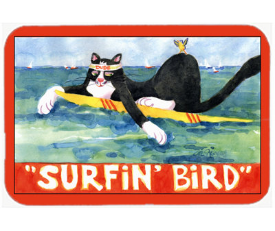 East Urban Home Cat Surfin Bird Glass Cutting Board