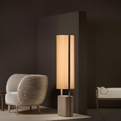 Lampe de plancher minimaliste moderne de 63,78 po de hauteur pour canapé de salon, chevet de chambre à coucher, bureau et salle d'exposition, luminaire en tissu