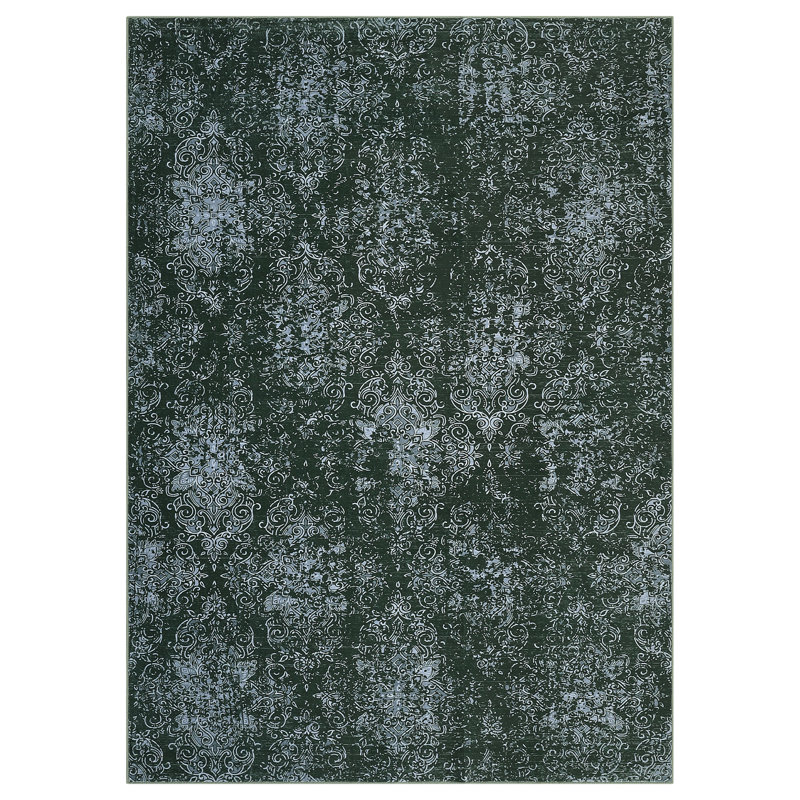 Boho Botanical Floral Area Rug Machine Washable, Thin & Lightweight Throw Carpet Soft Vintage design for Living Room or Bedroom