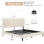 Lit plateforme très grand beige avec station de charge sans effort et sans tracas - assemblage tête de lit avec rangement à 2 ports, sans sommier requis