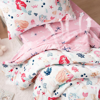 4 Piece Toddler Bedding Set, Soft Toddler Comforter Sets Include Comforter, Fitted Sheet, Flat Top Sheet and Pillowcase