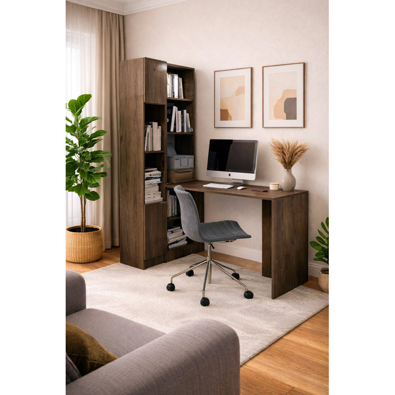 Amareya Modular Writing Desk, Dark Ash
