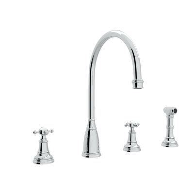 Georgian Era Two Handle Kitchen Faucet With Side Spray