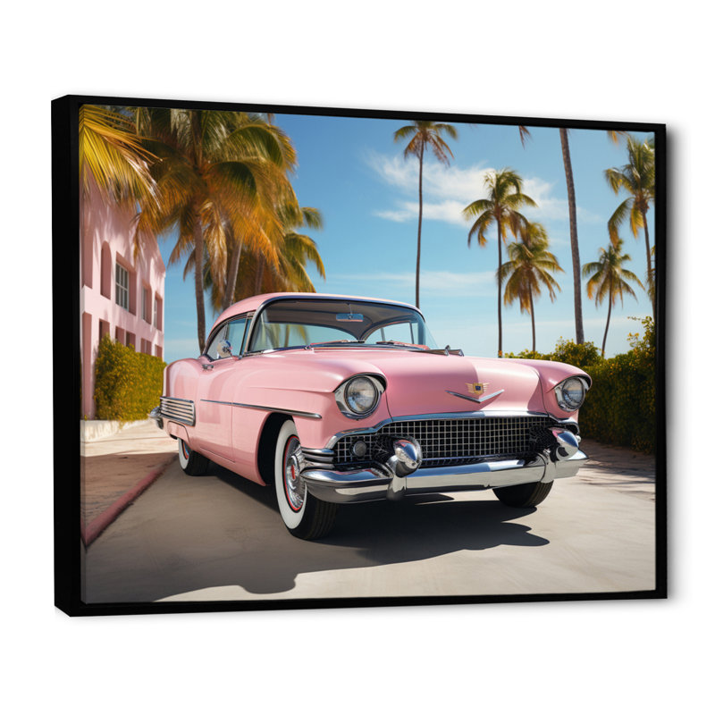 Miami Miami Cadillac I, reproduction d'art sur toile, Cadre flottant noir, H 30 po x l 40 po x P 1,5 po