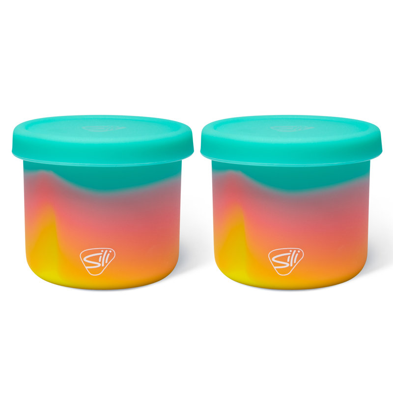 Silipint: Bols à couvercle en silicone de 10 oz: Paquet de 2 Aurora - incassable, flexible, four à micro-ondes, lave-vaisselle, antidérapant
