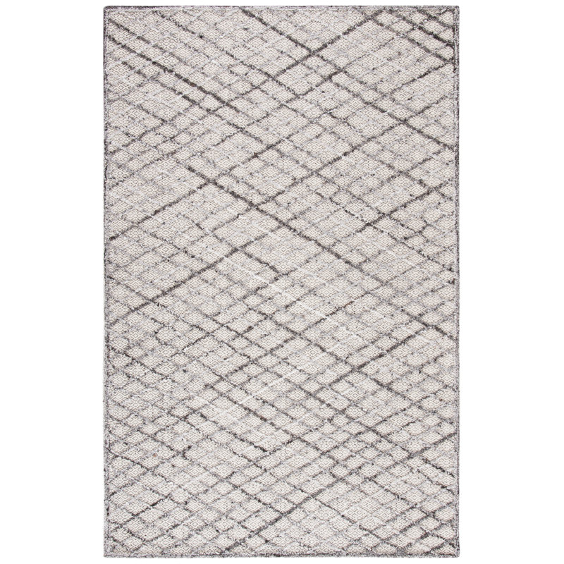 Tapis ivoire touffeté à la main à motif géométrique Gilliland, Rectangle 9 pi x 12 pi