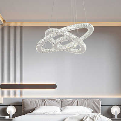 Cheyenne 3 - Light Unique Tiered LED Chandelier with Crystal Accents