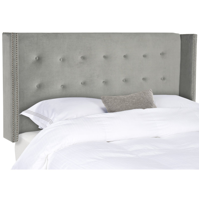 Burch Upholstered Headboard, Velvet Pewter, Full