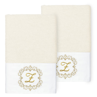 Winston Porter 100% Turkish Cotton MONICA 2PC Embellished Hand Towel Set