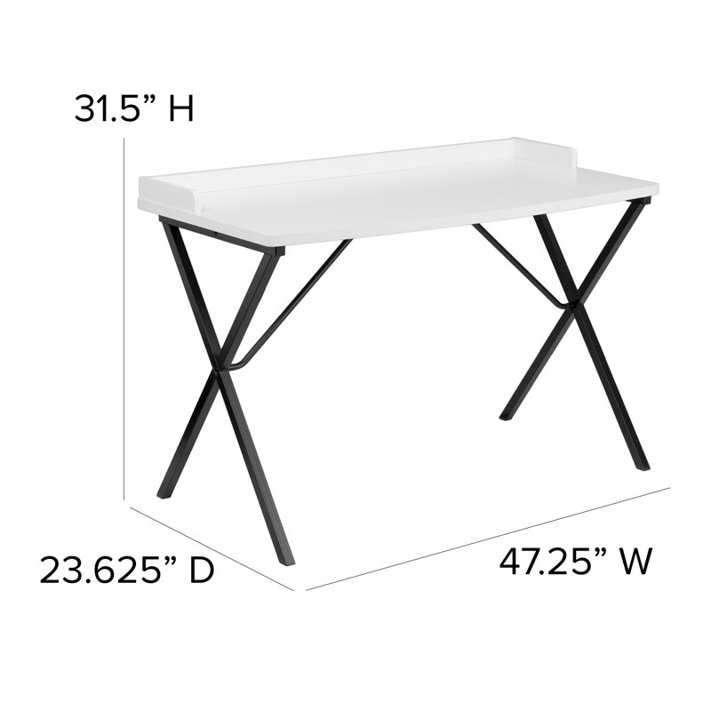 Contemporary Style Rectangular Computer Desk, White