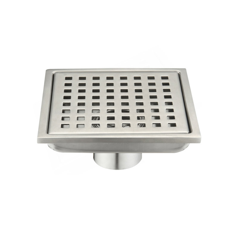 6 Inch Grid Shower Floor Drain, Brushed Nickel