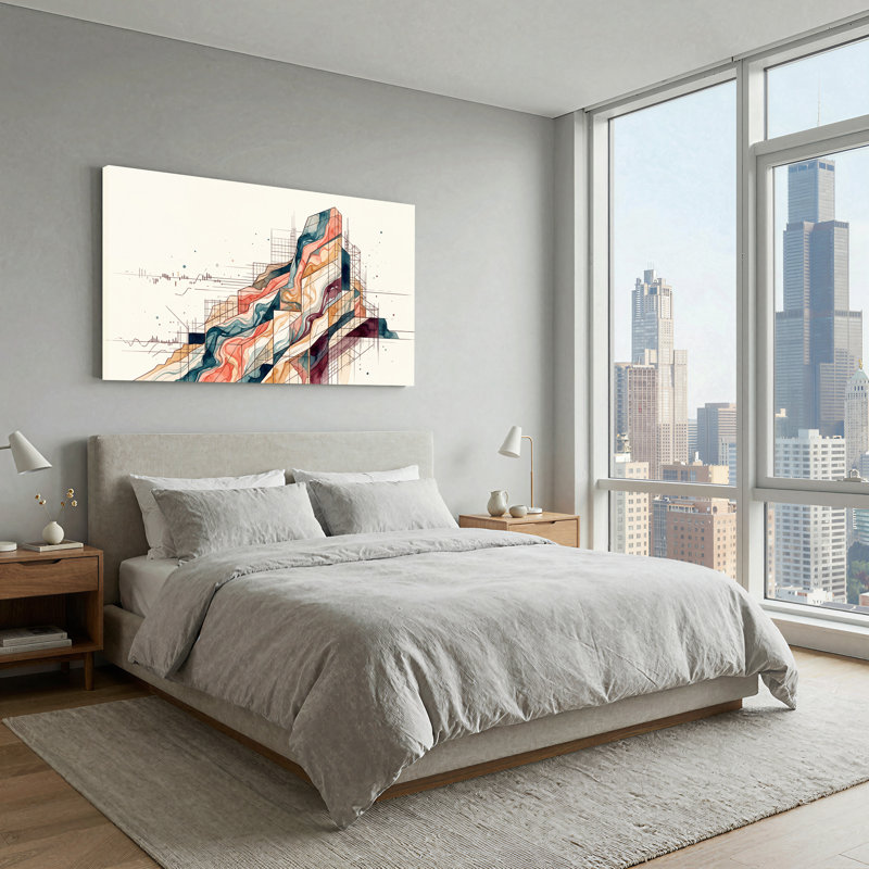 Art mural abstrait avec blocs géométriques abstraits en terre cuite et bleu sarcelle, L 32 po x H 16 po