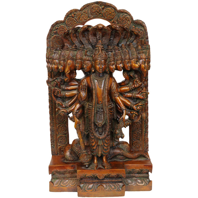 Statue 14,5 "en laiton fait à la main Vishnu - incarnation cosmique (Vishvarupa) Idol pour la maison Temple