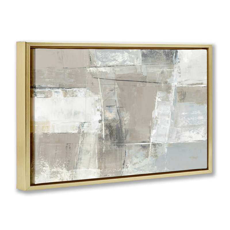 Art mural sur toile flottant abstrait subtil structuré neutre, design par Hannah Dawson, H 21 po x l 31 po