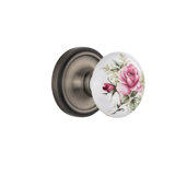 Classic Rosette with White Rose Porcelain Door Knob