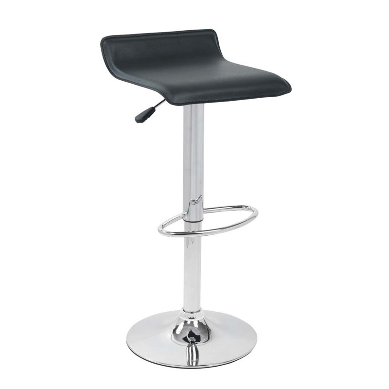 Baver Swivel Upholstered Adjustable Height Bar Stool, Black