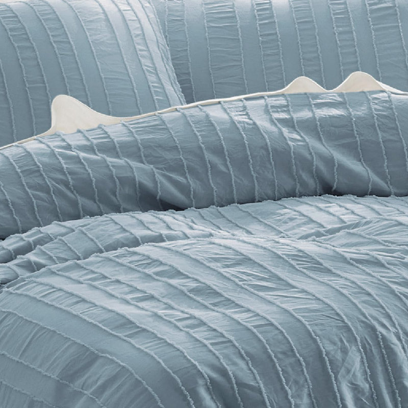  Housse de couette touffetée à rayures Shabby Chic GentleSoft ™, Housse de couette pour lit simple + 1 taie d'oreil