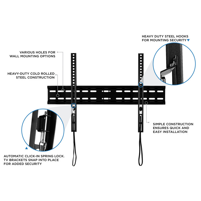 Mount-It Fixed TV Wall Mount | Low-Profile Fixed Mount | Ultra-Slim Flush Mount for 37 - 70 in. TVs
