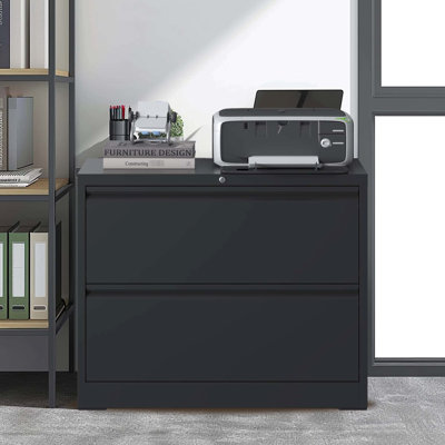 2 Filing Cabinet With Lock, Black Metal, For Office Decoration, Accommodates Various Sizes Metal Locking File Cabinet, Storage, Legal/Letter/A4/F4