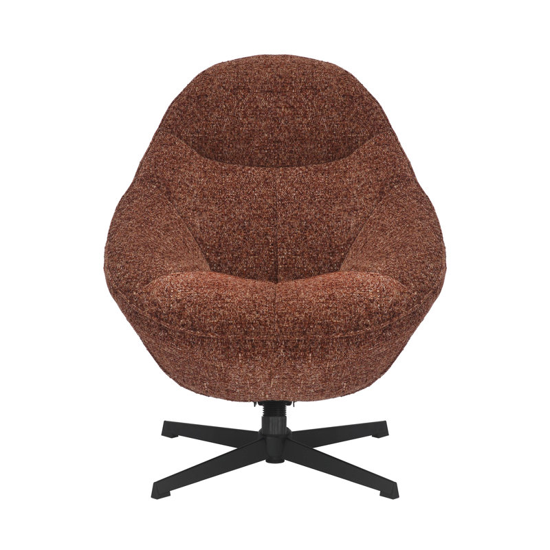 Cayliana Upholstered Swivel Accent Chair with Footstool, Orange