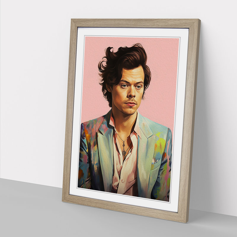 XYZ-FRM-V1223-3589 Harry Styles Digital - Single Picture Frame Print on Wood