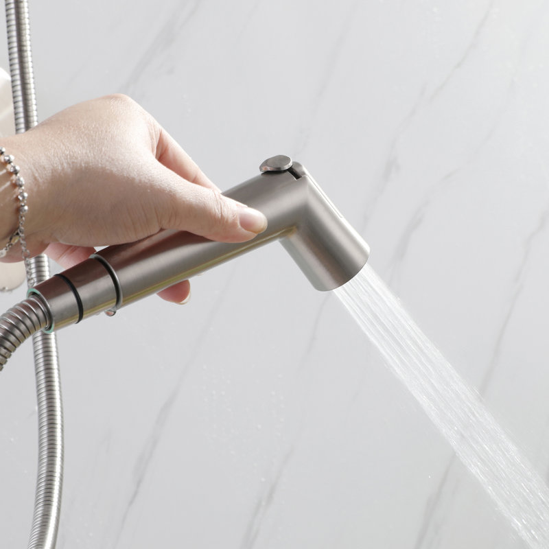 SUMERAIN Brushed Nickel Pet Handheld Shower Sprayer, Flow Regulating Dog Shower Attachment with Solid Brass Diverter, 8 Feet Extra Long Hose