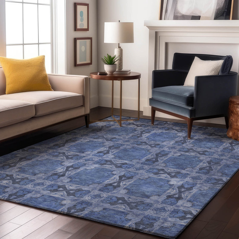 Premium Machine Washable Cerrito AMF564 Denim Rug, Rectangle 9' x 12'