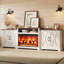 Meuble télé 97 po avec grand espace de rangement, blanc / bois de grange-2006729075-2006729077