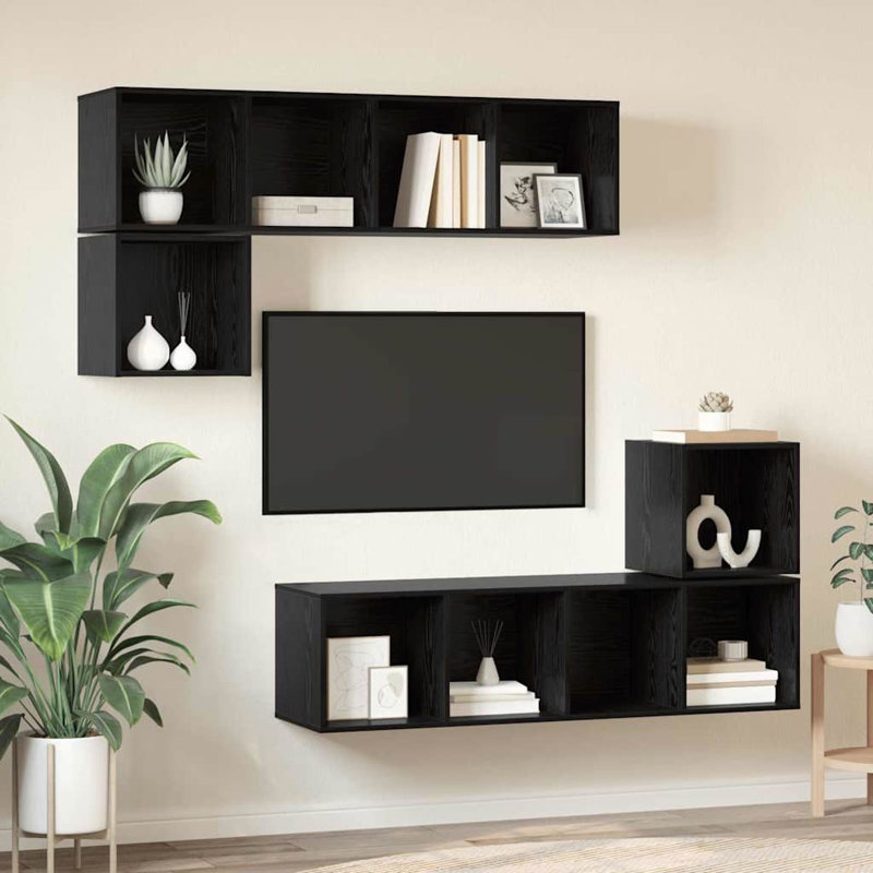 TV Cabinet Set 4 Pcs 37 X 37 X 142.5 Cm, Black Oak