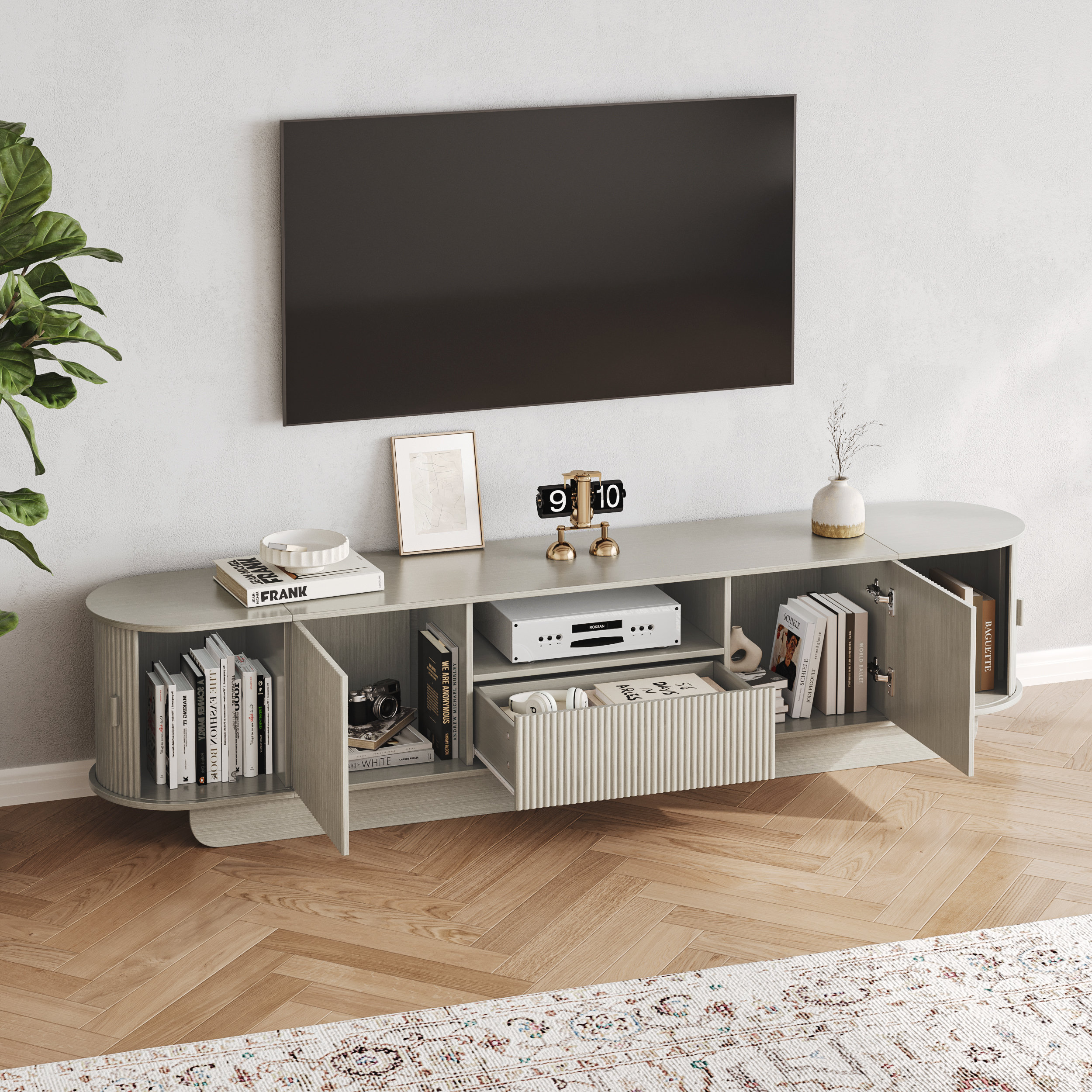 86.6" Curved Tv Stand