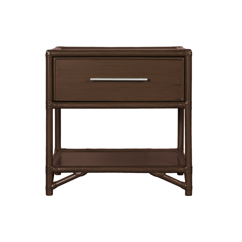Olivia Collection 1 - Drawer Rattan Nightstand, Cocoa