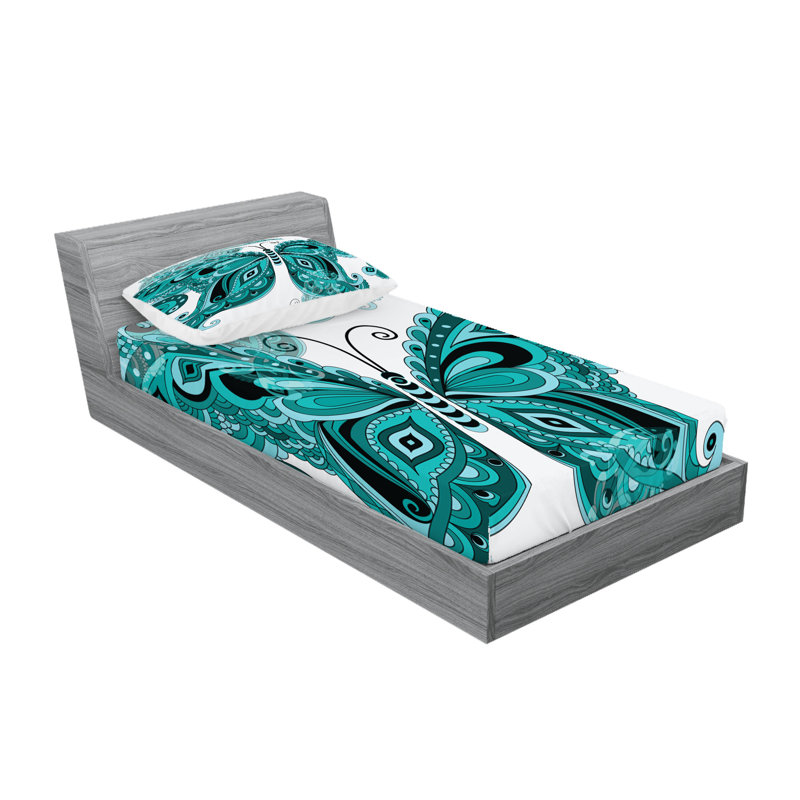 Ensemble de drap-housse et coussin décoratif Ambesonne, Ensemble de draps pour lit simple avec deux taies 