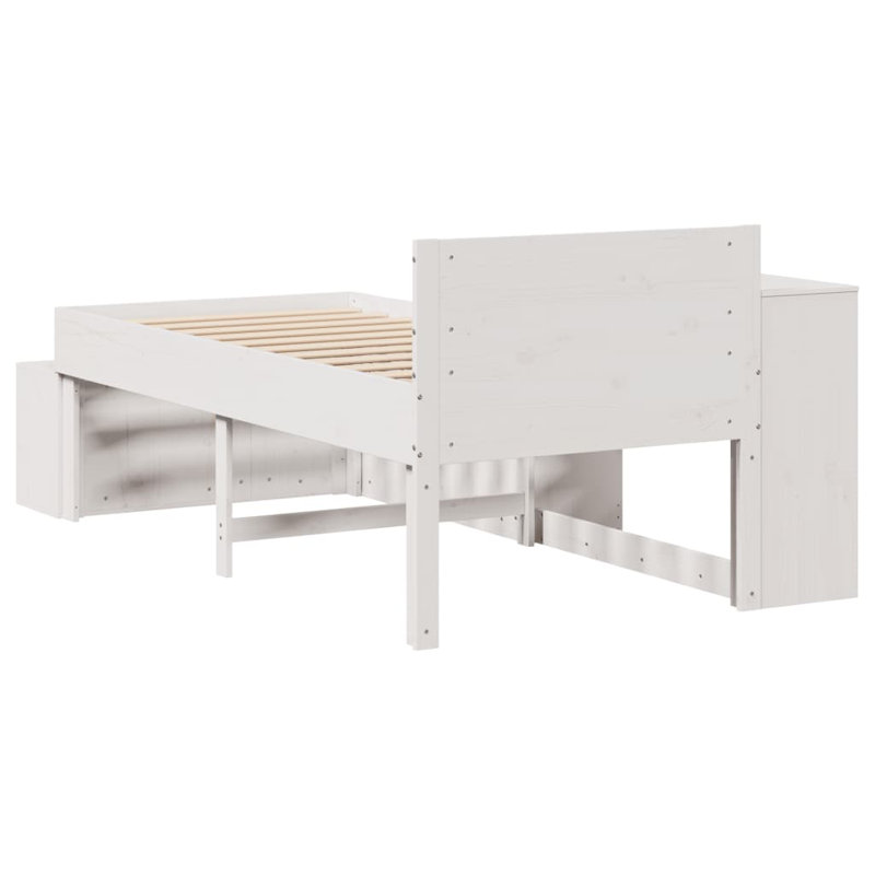 Croskey Solid Wood Drawers Bed Frame, Small Single (2'6), White
