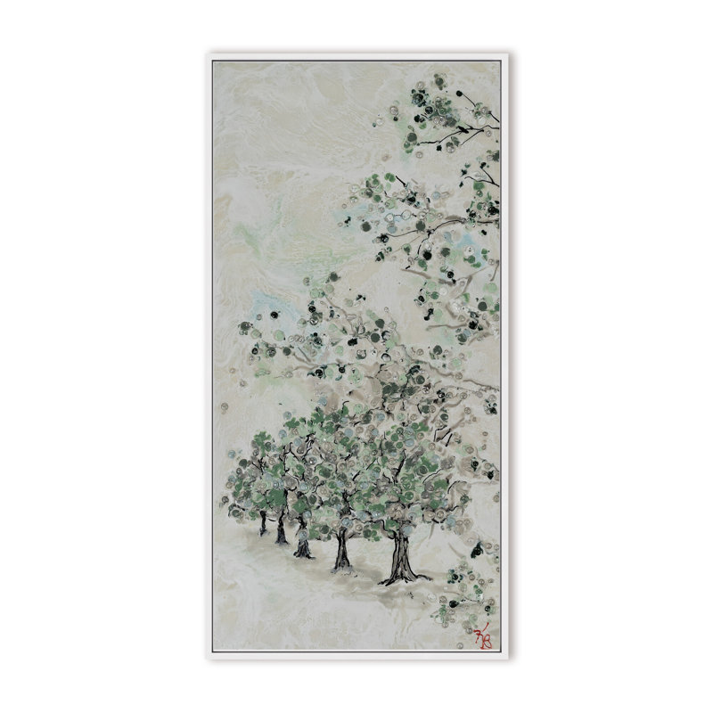 Nature Inspired "Budding Spring" Canvas Wall Art By , 16" H x 8" W x 2.375" D, Framed Canvas, White