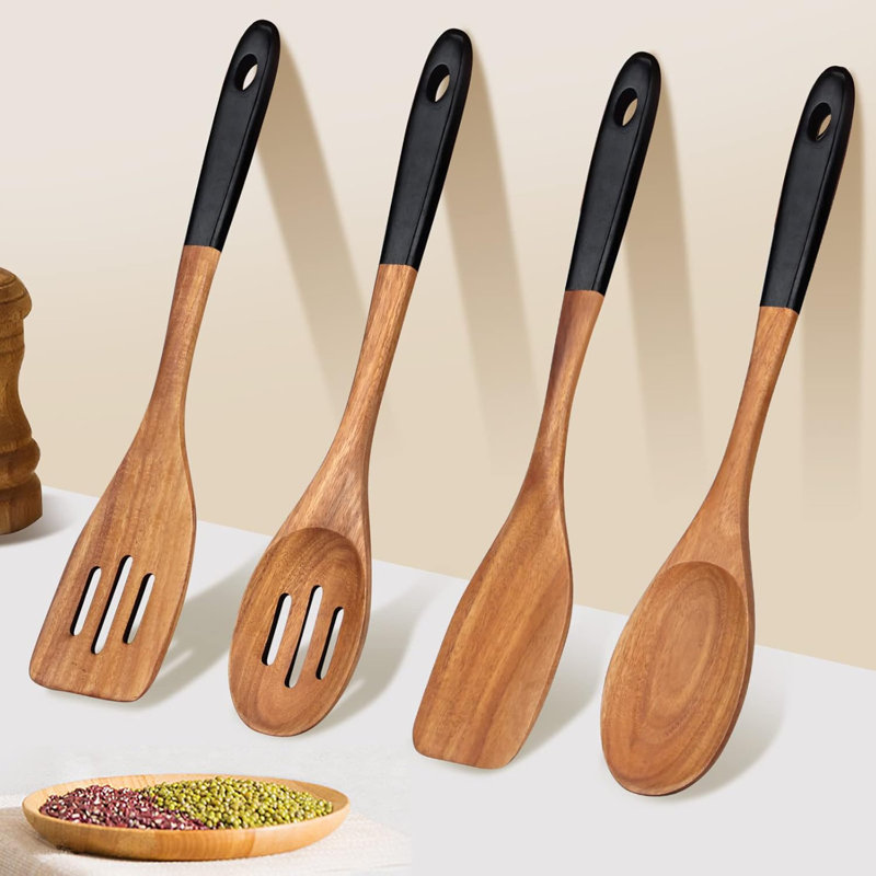 14" Acacia Wood Cooking Utensil Set