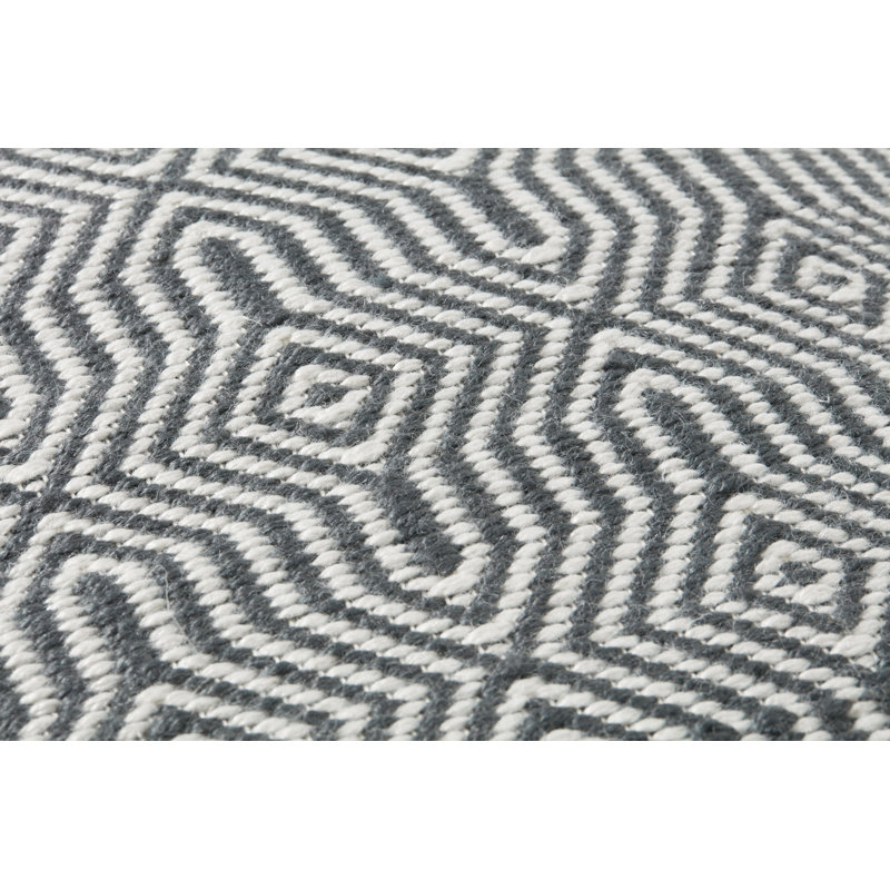 Charcoal and White Geometric Embroidered Square Pillow Cover