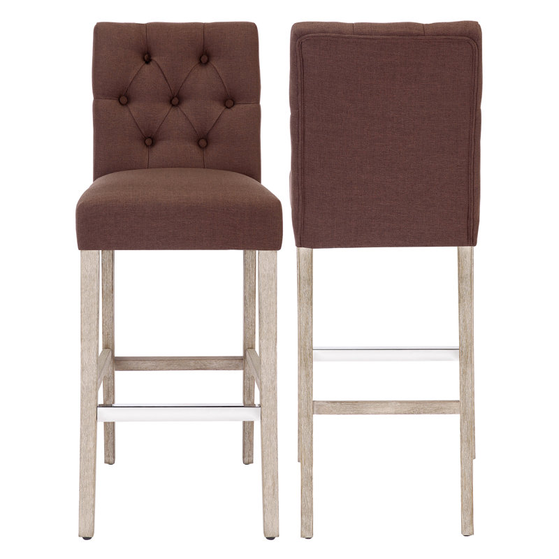 Tabouret de bar et de comptoir Wren (ensemble de 2), Gris antique, Brun, Tabouret de bar (siège d'une hauteur de 29 po)